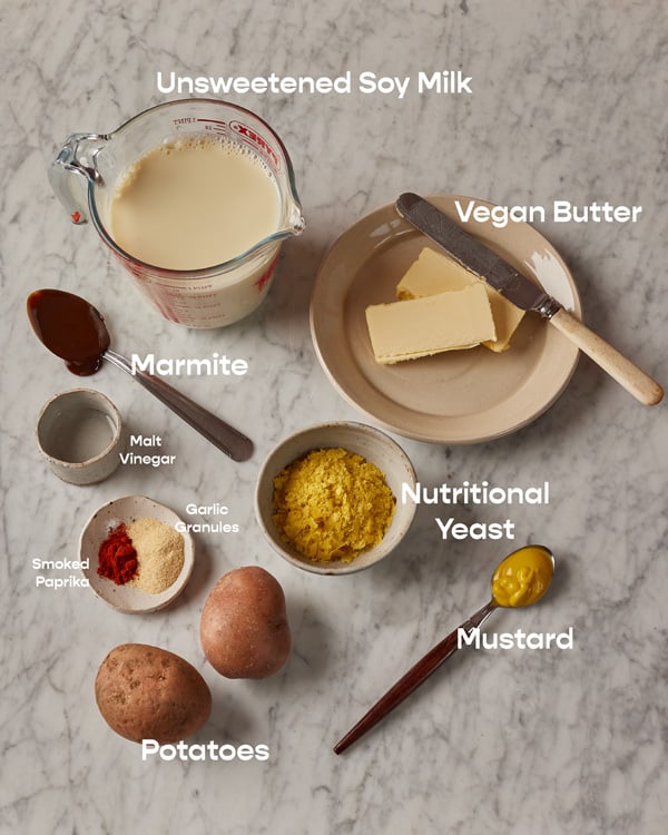 Ingredients for making vegan cheese sauce